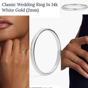 Blue Nile 2mm Classic Weddingg Ring in White Gold Size 6